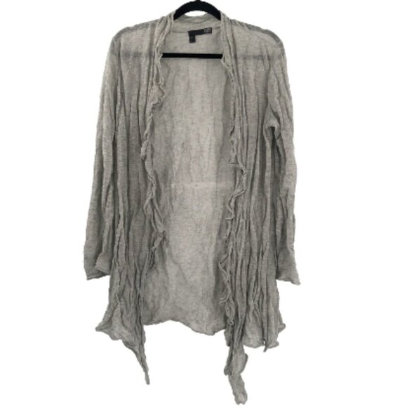 Eileen Fisher Sweaters - EILEEN FISHER Sweater Waterfall Open Drape Cotton Silk Cashmere Crinkle M Gauzy